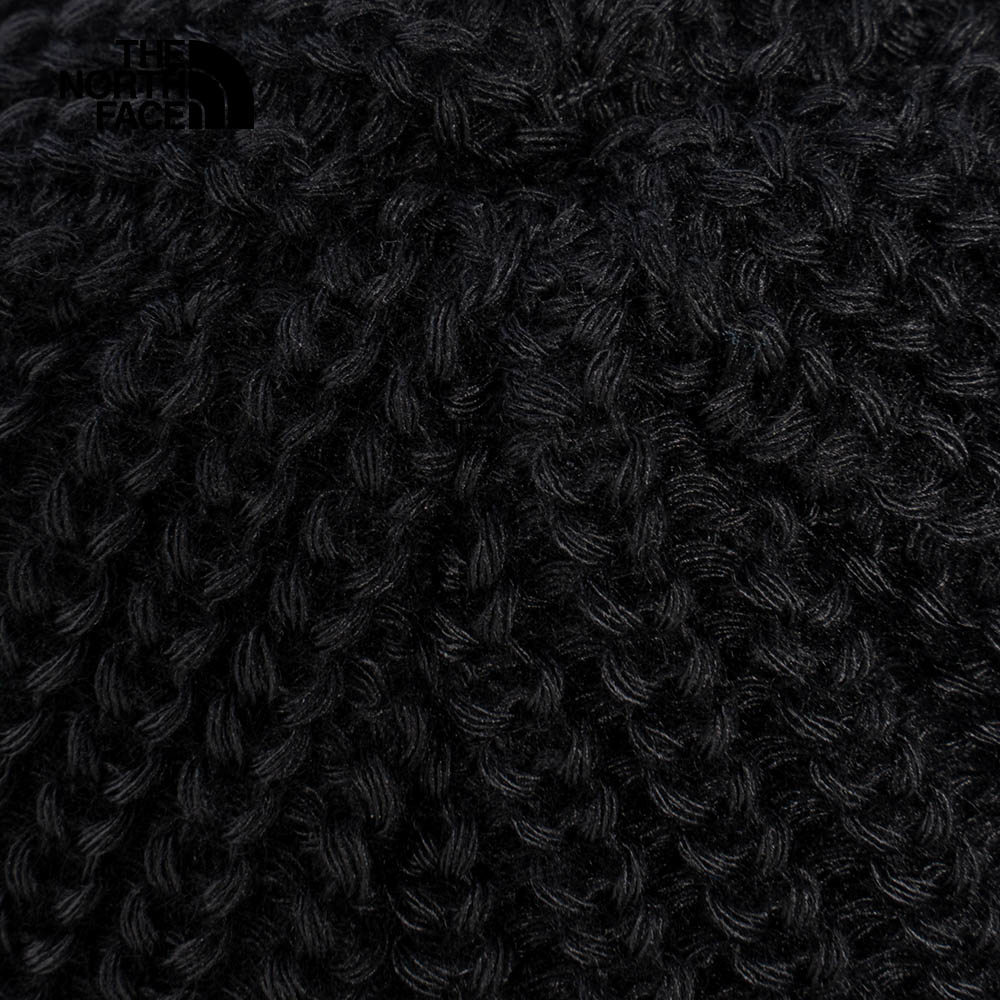 The North Face北面男女款黑色LOGO布標簡約針織毛帽｜55JGJK3