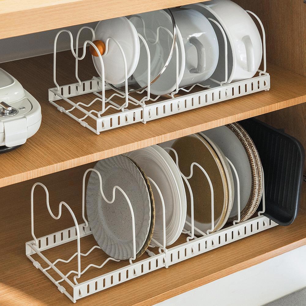 懶角落伸縮鍋蓋架-白色