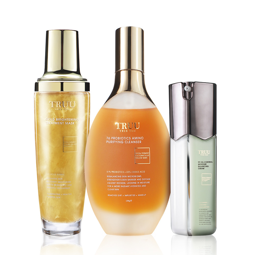 外油內乾超淨化｜黃金修護白泡泡面膜+76酵母胺基酸淨膚潔顏露【陳土豆推薦】+99控油保濕平衡乳【陳夢晨推薦】