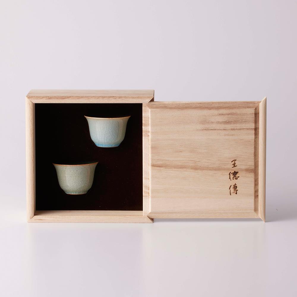 王德傳名家系列-黃嘉男紫口青瓷撇口茶杯2入