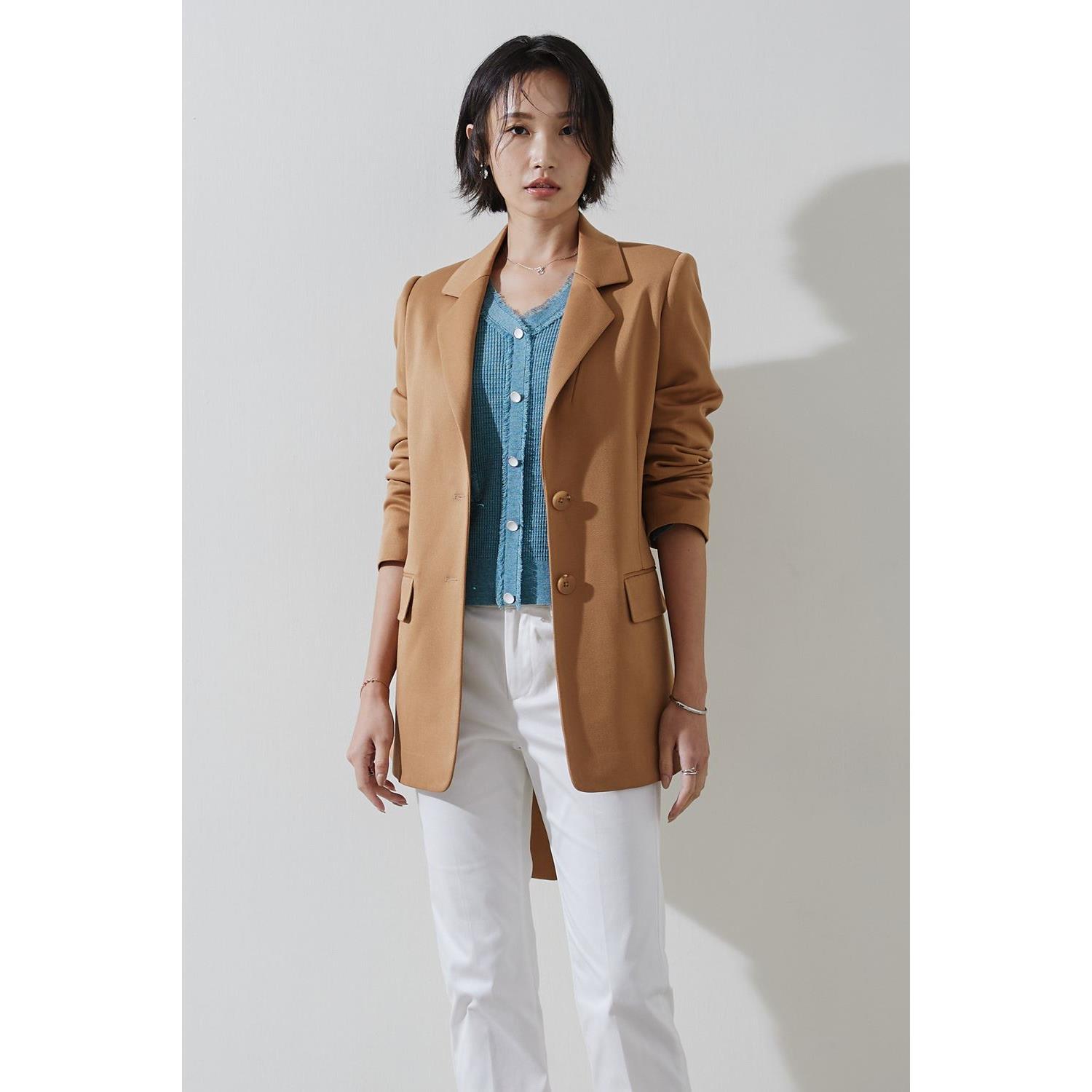SST&C #Online Exclusive  Dark Golden Chrysanthemum Back Tie Lapel Jacket | 8162211005  (Outlet)