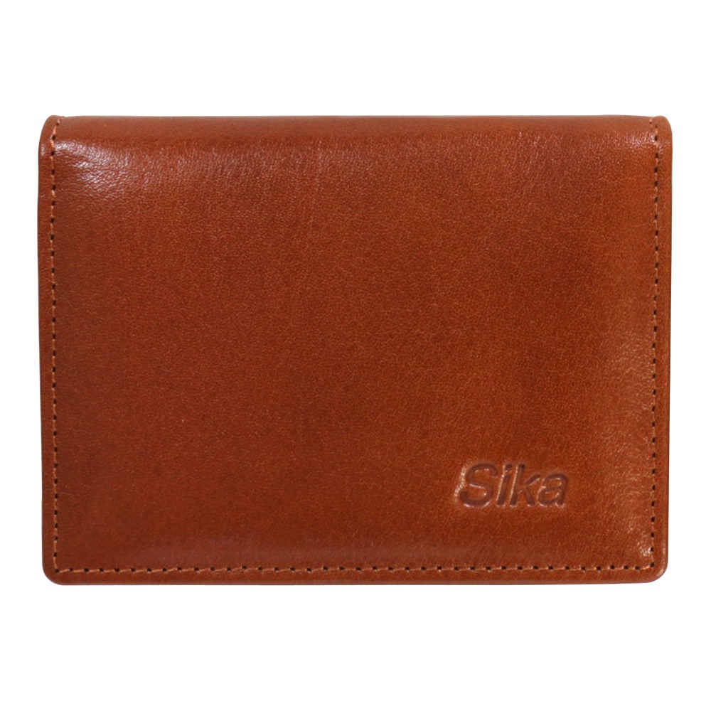SIKA 義大利素面牛皮名片收納匣-原味褐(A8212-01)
