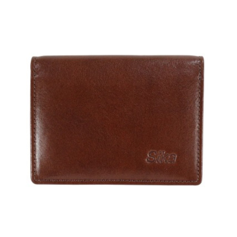 SIKA 義大利素面牛皮名片收納匣-深咖啡(A8212-02)