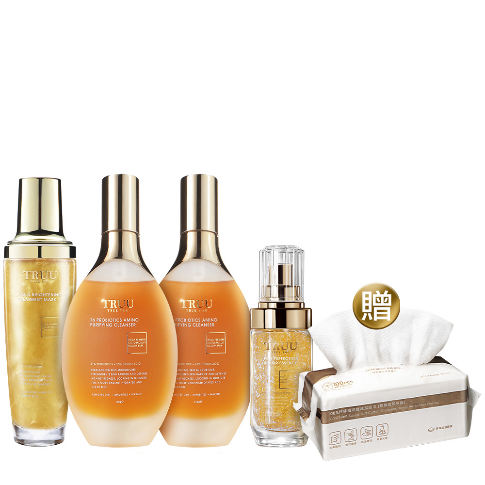 【限時加贈】76酵母胺基酸淨膚潔顏露（二入）+黃金修護白泡泡面膜+黃金胜肽賦活精華 【鄭亦真推薦】
