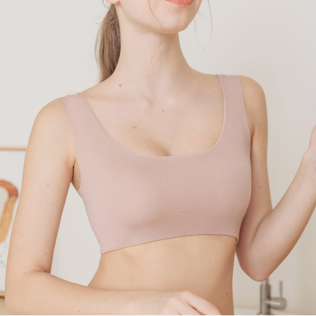 莫代爾放鬆派美學・輕舒無痕無鋼圈內衣 M-XXL (Bratop｜睡眠內衣)  #9115（蜜粉膚）