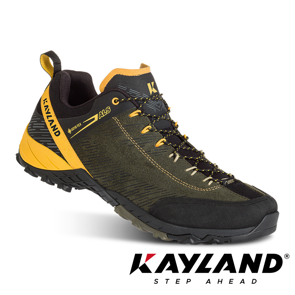 【義大利Kayland】男款Gore-Tex低筒輕量登山健行鞋(KL-018022310深灰黃/防水鞋/輕量健行鞋)
