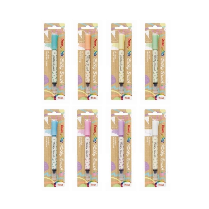 Pentel飛龍 XGFH-P 牛奶毛筆-薄荷綠/橙/黃/綠/藍/粉紅/紫/白