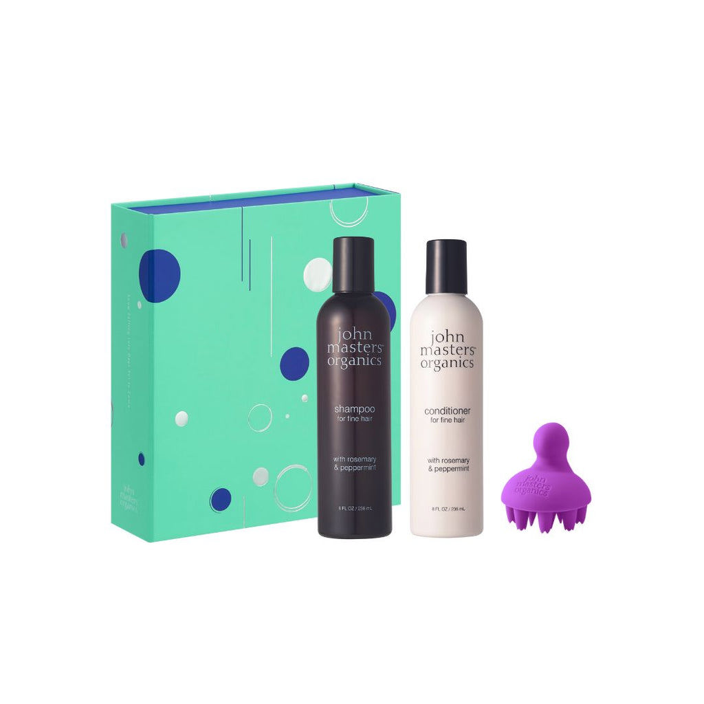 John Masters Organics 假期系列 豐盈護髮組 (迷迭香薄荷洗髮精、潤髮乳+頭皮按摩梳)