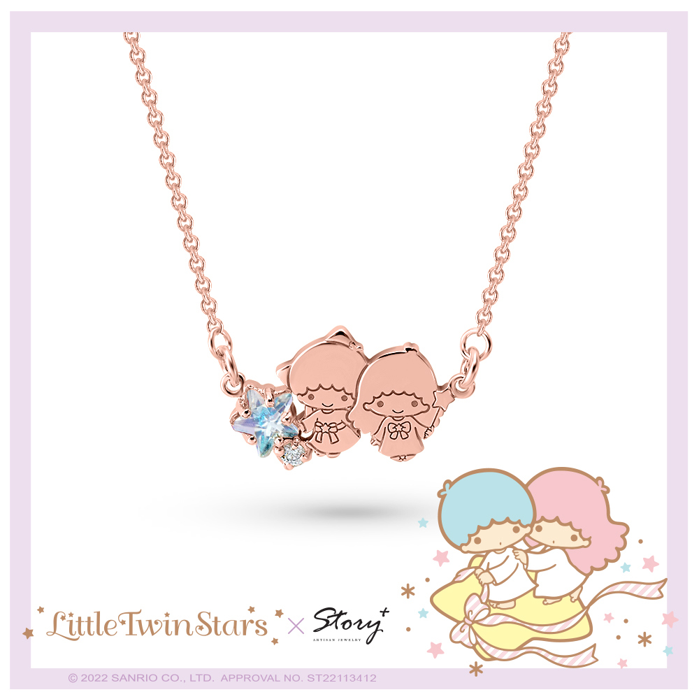 KikiLala訂製系列-雙子星星光燦爛誕生石純銀項鍊