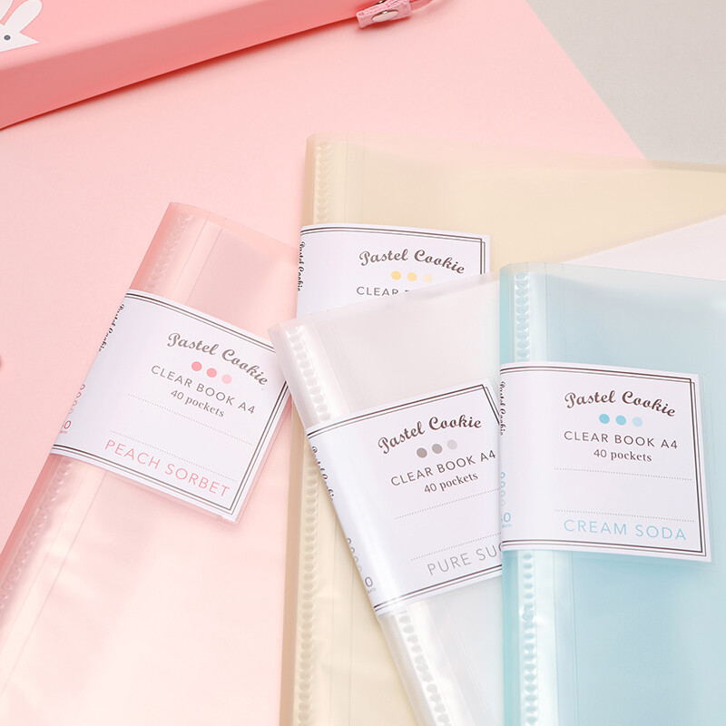 KOKUYO Pastel Cookie NOViTA-R收納資料夾 40枚-藍/粉/透明/黃