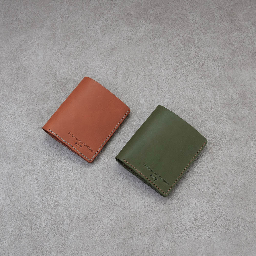直式零錢短夾 _抹茶綠與棕色