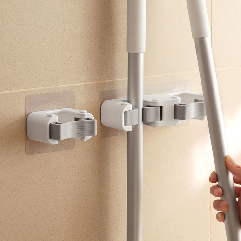 懶角落軟膠拖把掛鉤-雙夾口