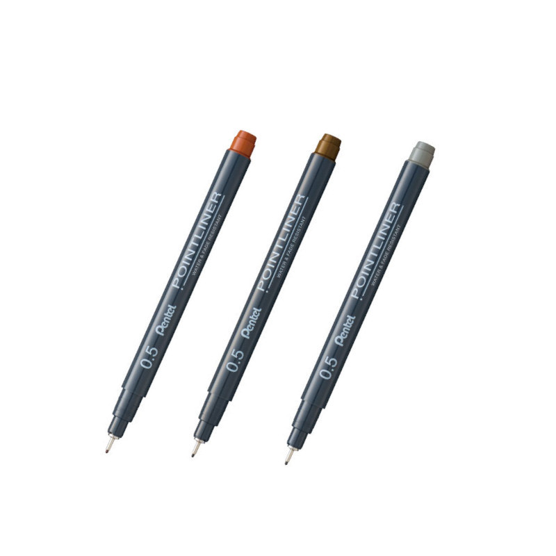 Pentel 代針筆0.5-灰/焦茶/紅棕