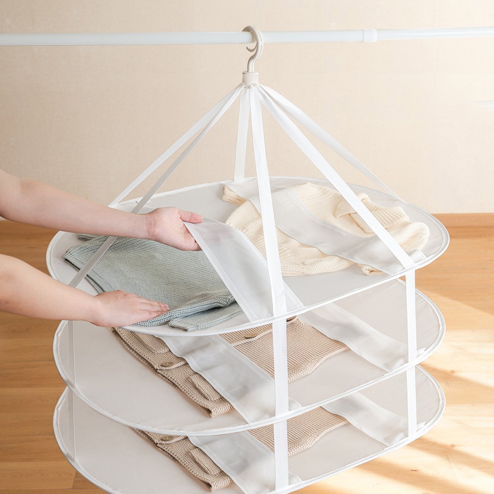 懶角落可折疊三層曬衣籃