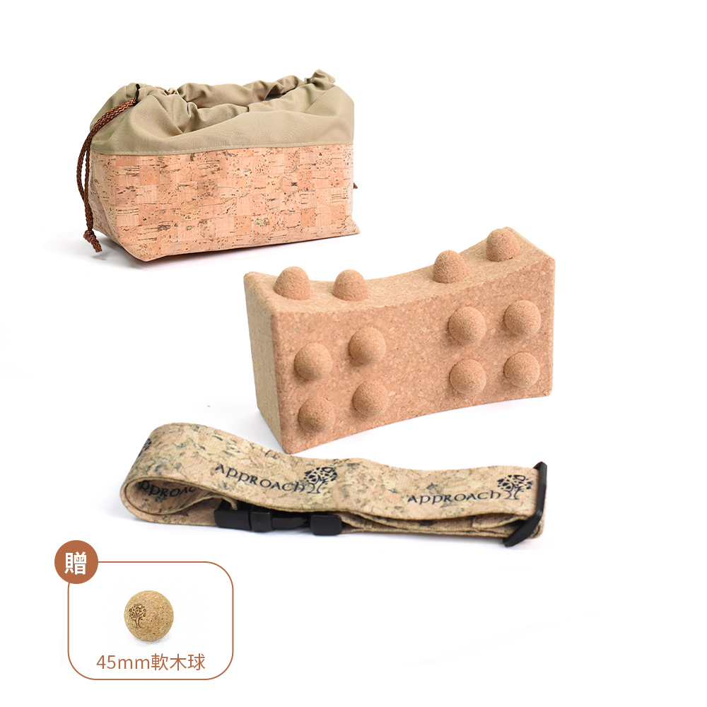 💟送瑜珈襪💟 軟木鬆筋枕-Approach yoga（肩頸按摩枕｜脊椎放鬆器｜軟木護腰枕｜枕下肌群）