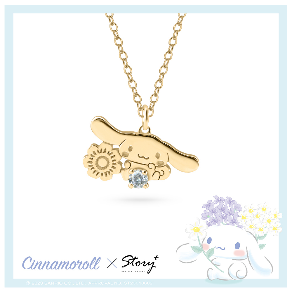 喜拿誕生花系列-大耳狗誕生石純銀項鍊-4月山茶花