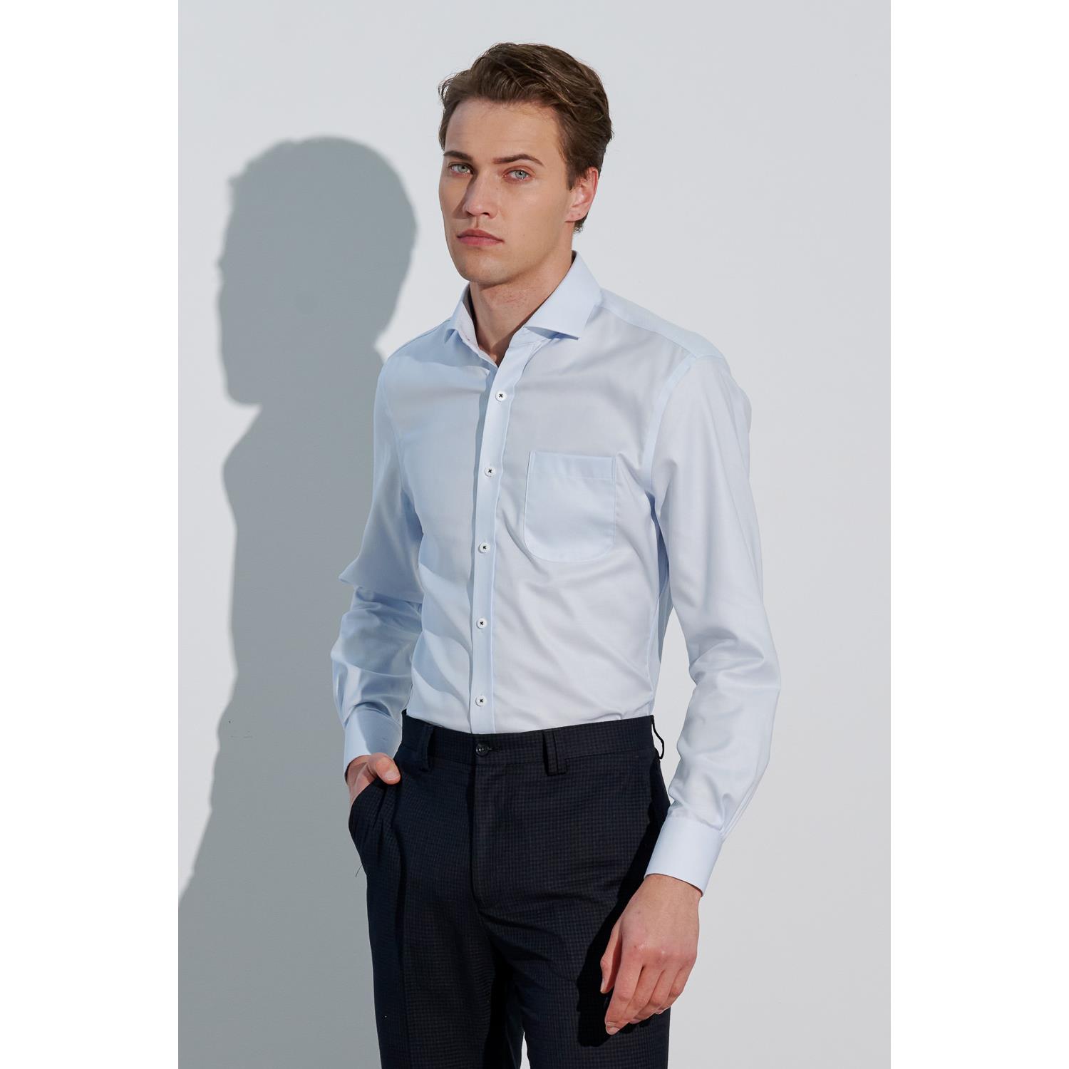SST&C #Milan Series  Anti-Wrinkle Light Blue Textured Standard Shirt | 0312303010  (Outlet)