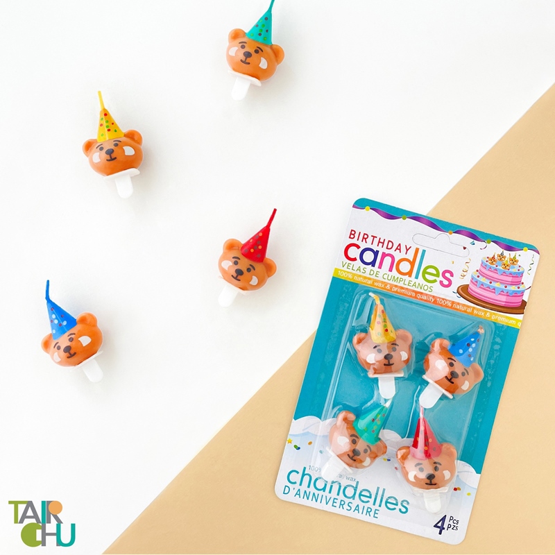 立體小熊派對蠟燭 4入