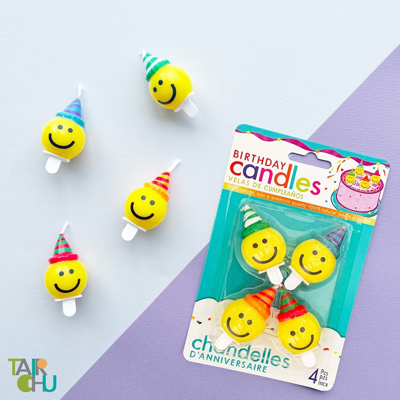 立體笑臉蠟燭 4入