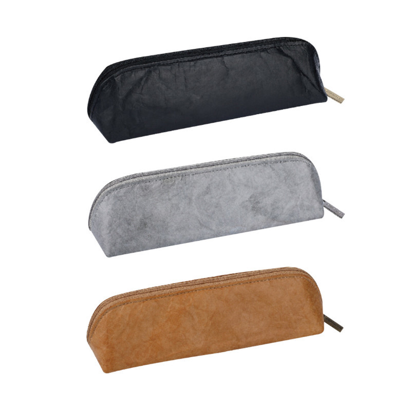 KOKUYO 復古杜邦紙大開口筆袋-黑/深灰/茶色