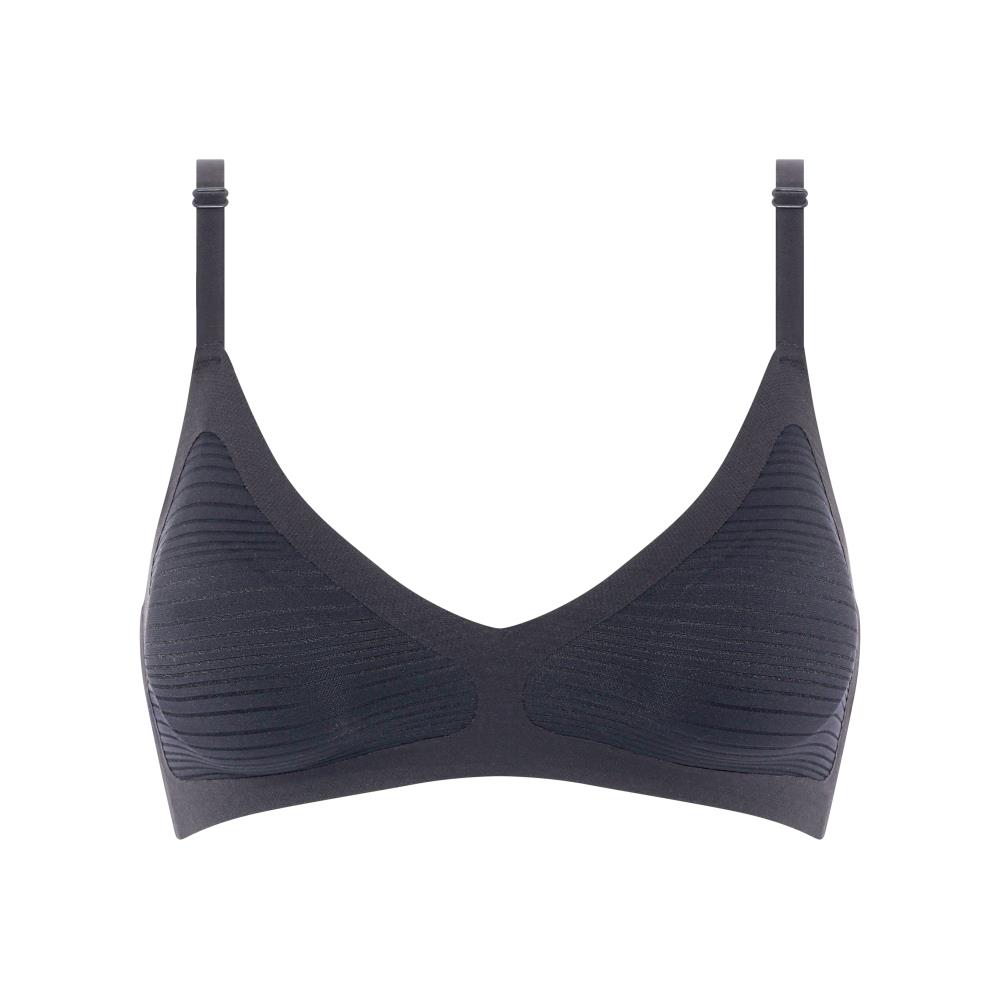 【Chantelle Lab】透氣涼感深V有襯墊無痕內衣>XS-L>黑色(20D10_011)【Soft Stretch Stripes】