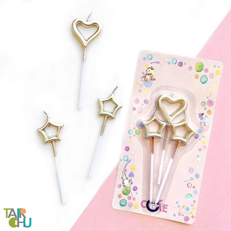 玫瑰金滿天星蠟燭 3入