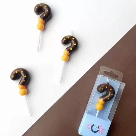 巧克力餅乾問號蠟燭 1入