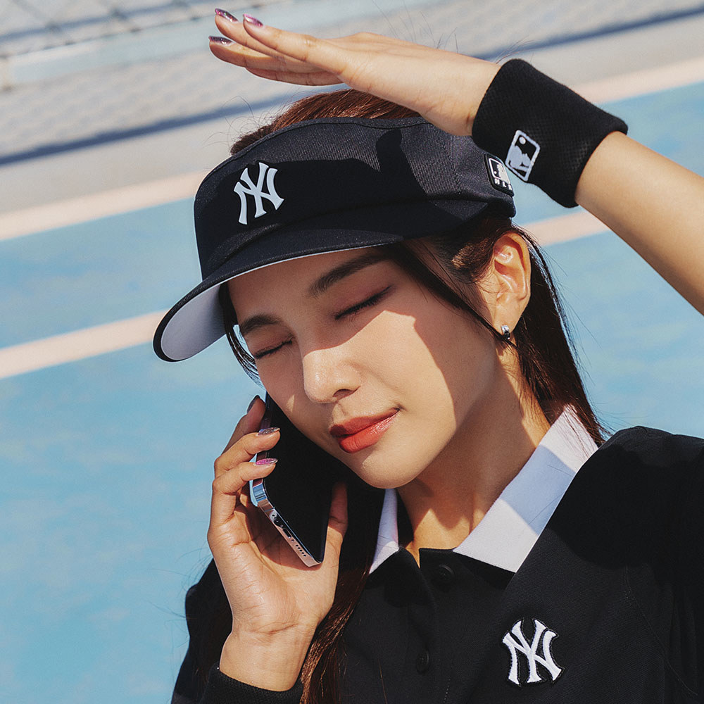 MLB 可調式遮陽帽 空頂帽 紐約洋基隊 (3ASC00333-50BKS)