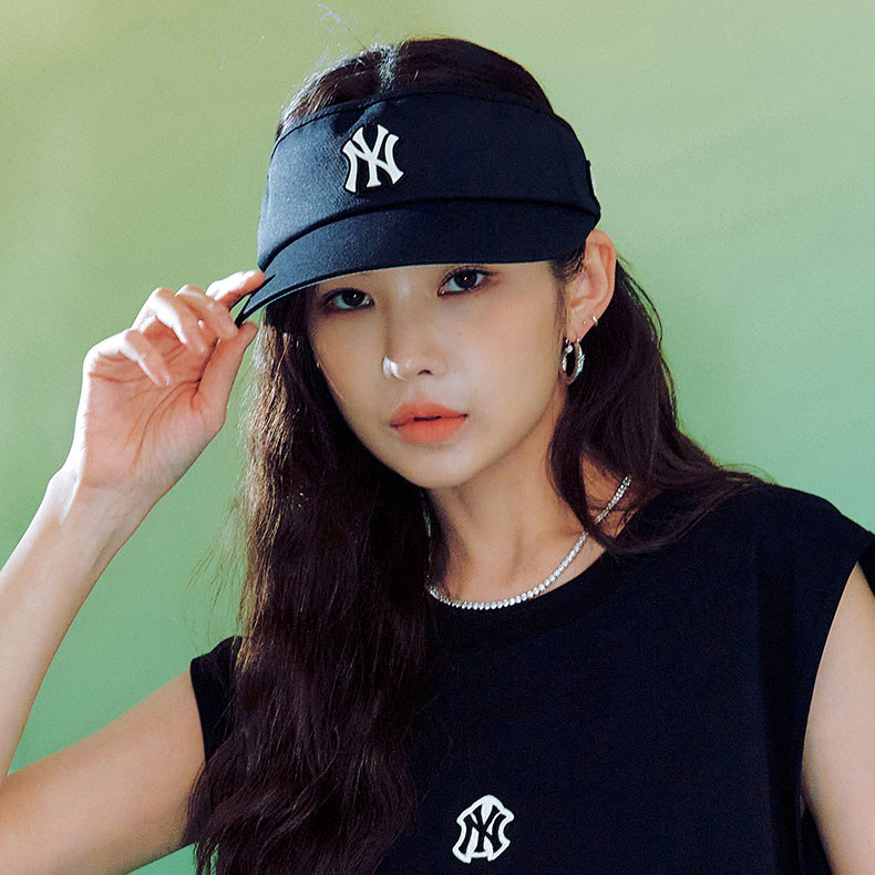 MLB 可調式遮陽帽 空頂帽 紐約洋基隊 (3ASC00333-50BKS)