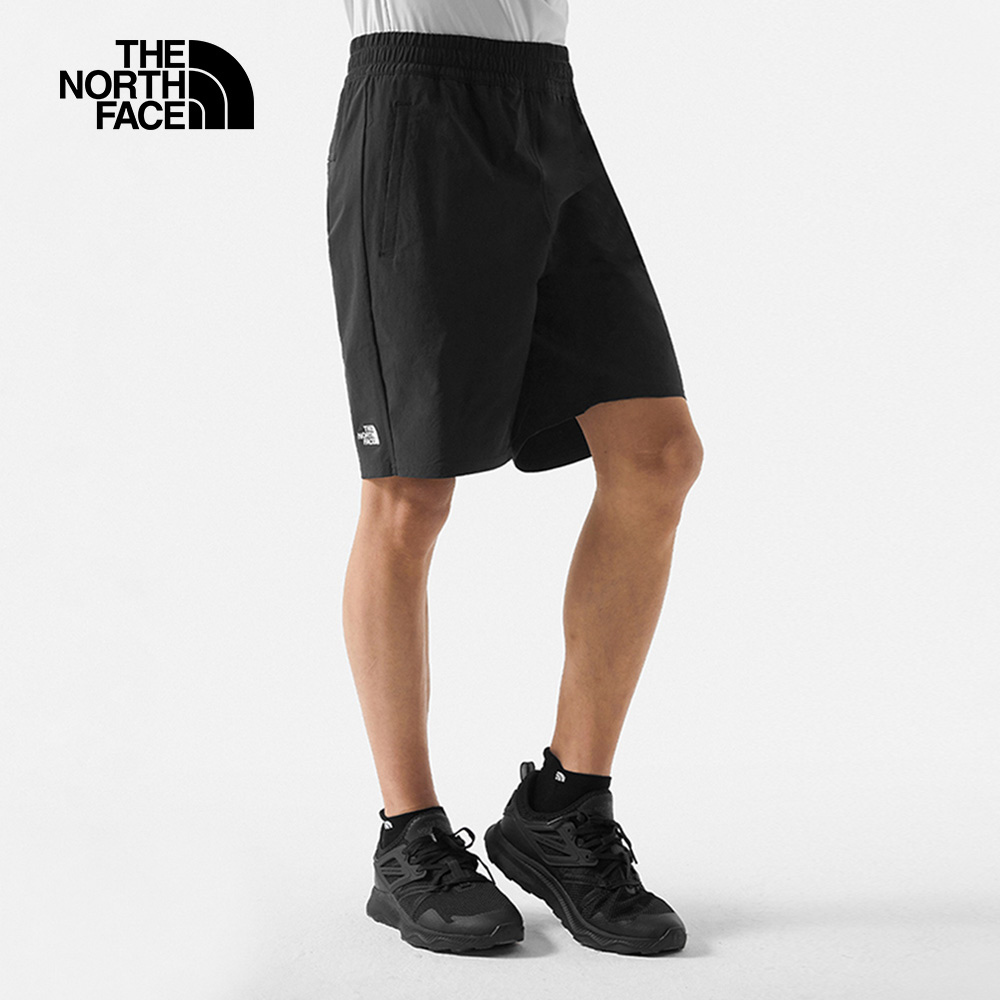 The North Face北面男款黑色吸濕排汗調節抽繩休閒短褲｜7WB7JK3