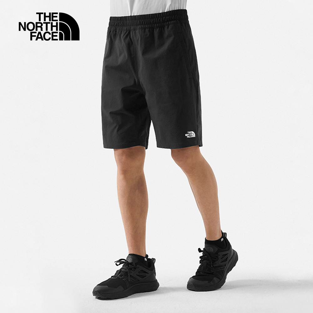 The North Face北面男款黑色吸濕排汗調節抽繩休閒短褲｜7WB7JK3