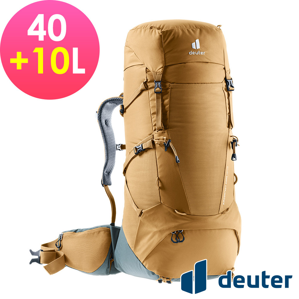 【deuter 德國】AIRCONTACT CORE拔熱式透氣背包40+10L(3350122杏仁咖/登山包/長途登山包)