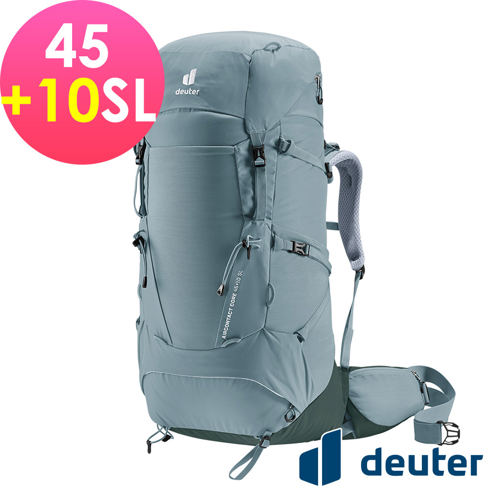 【deuter 德國】 AIRCONTACT CORE拔熱式透氣背包45+10SL(3350222頁岩灰/長途登山包/女性窄肩款)