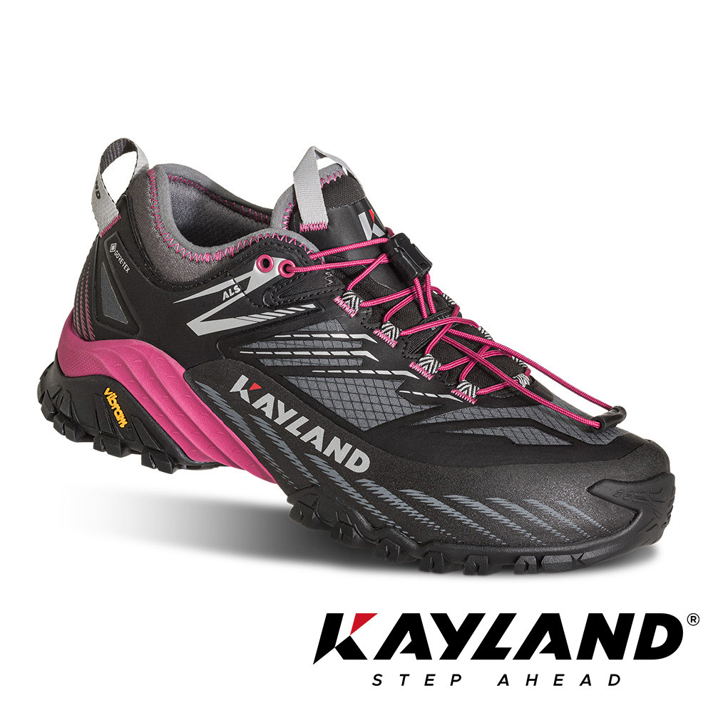 【義大利Kayland】女款Gore-Tex防水低筒健行鞋(KL-018022470黑桃紅/防水鞋/越野跑鞋)