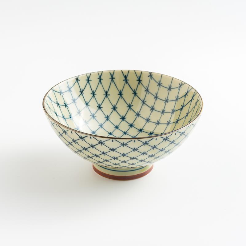 日式 手繪彩紋 14.5cm 陶瓷碗｜十字格｜單品