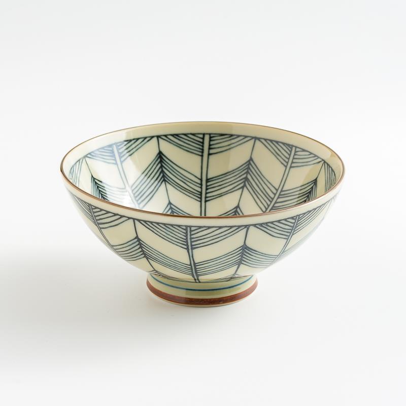 日式 手繪彩紋 14.5cm 陶瓷碗｜葉紋｜單品
