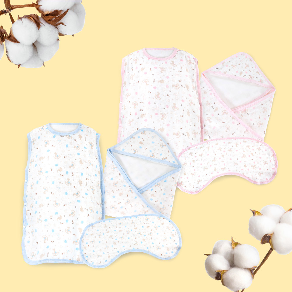 六層紗睡袍圍兜包巾3入