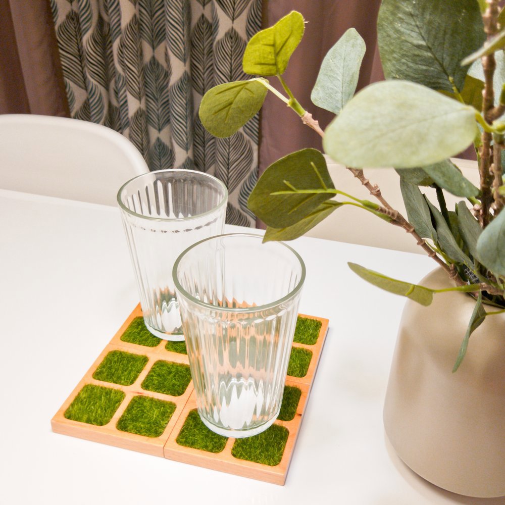 TOSMU童心木 田田杯墊 (四片一盒)/木製杯墊/造型杯墊/仿真杯墊