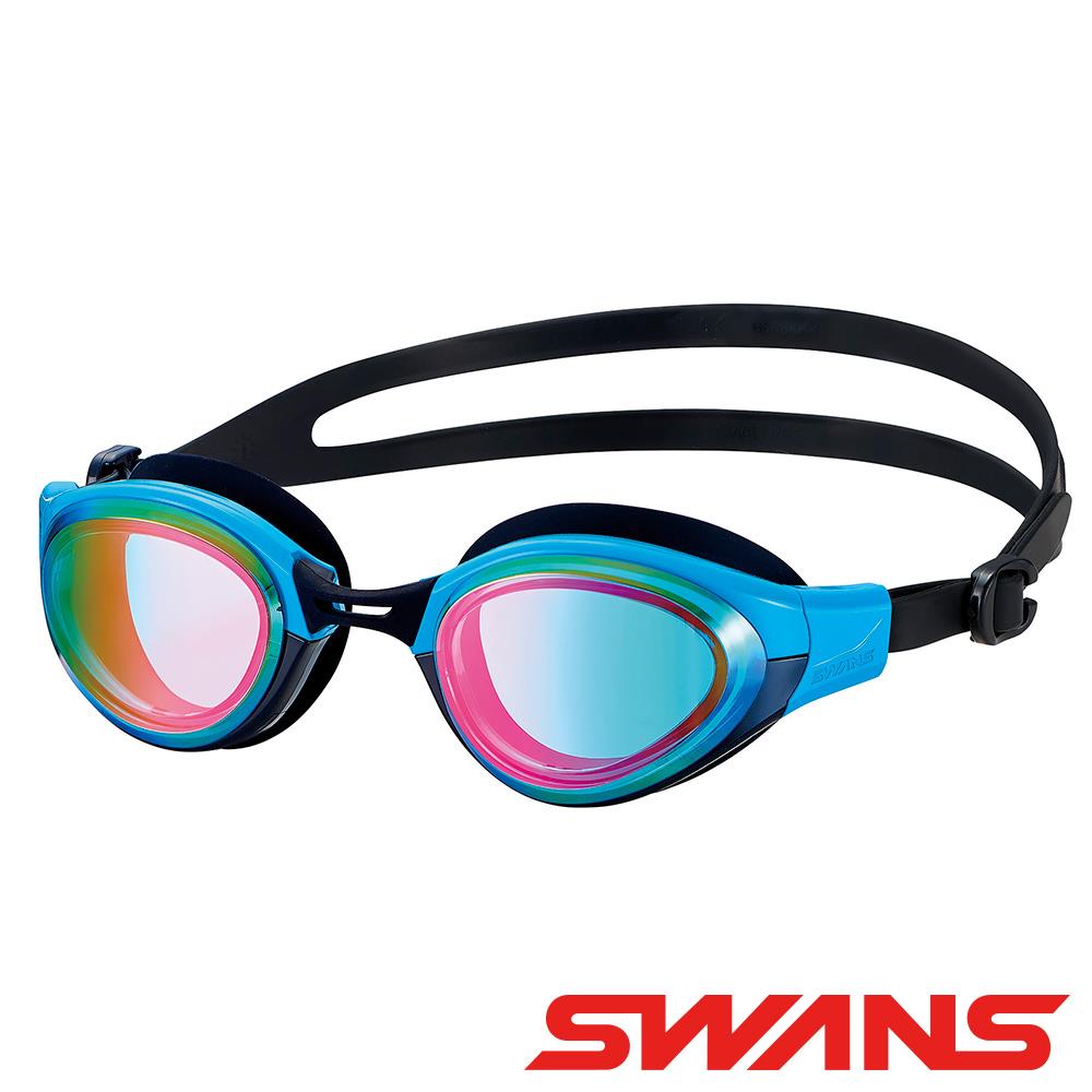 【SWANS 日本】玩酷戶外日本鍍膜泳鏡(SLG-100M淺藍/防霧泳鏡/抗UV)