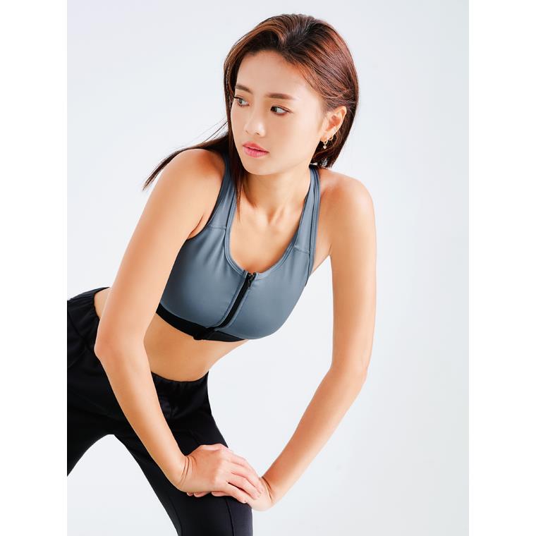 配色拼接拉鍊運動內衣