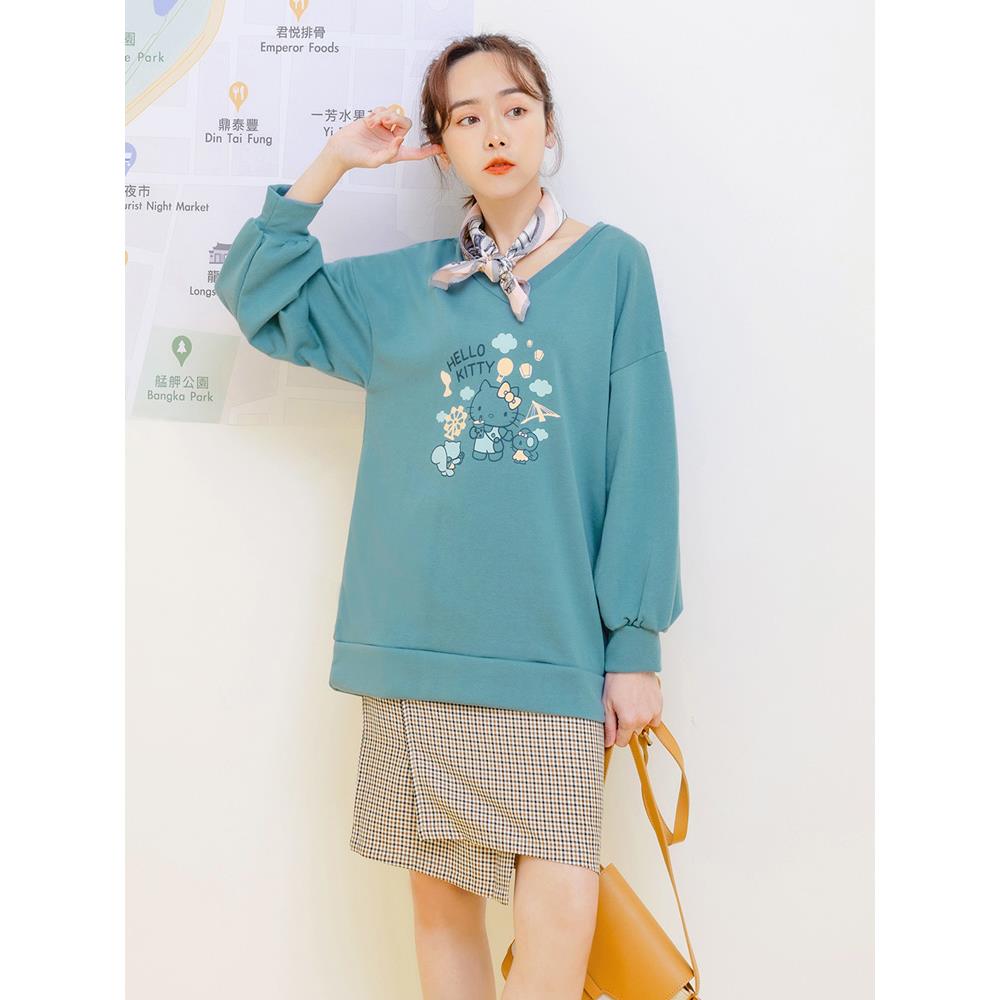 玩轉百tee.KITTY環島台灣V領澎袖上衣/衛衣