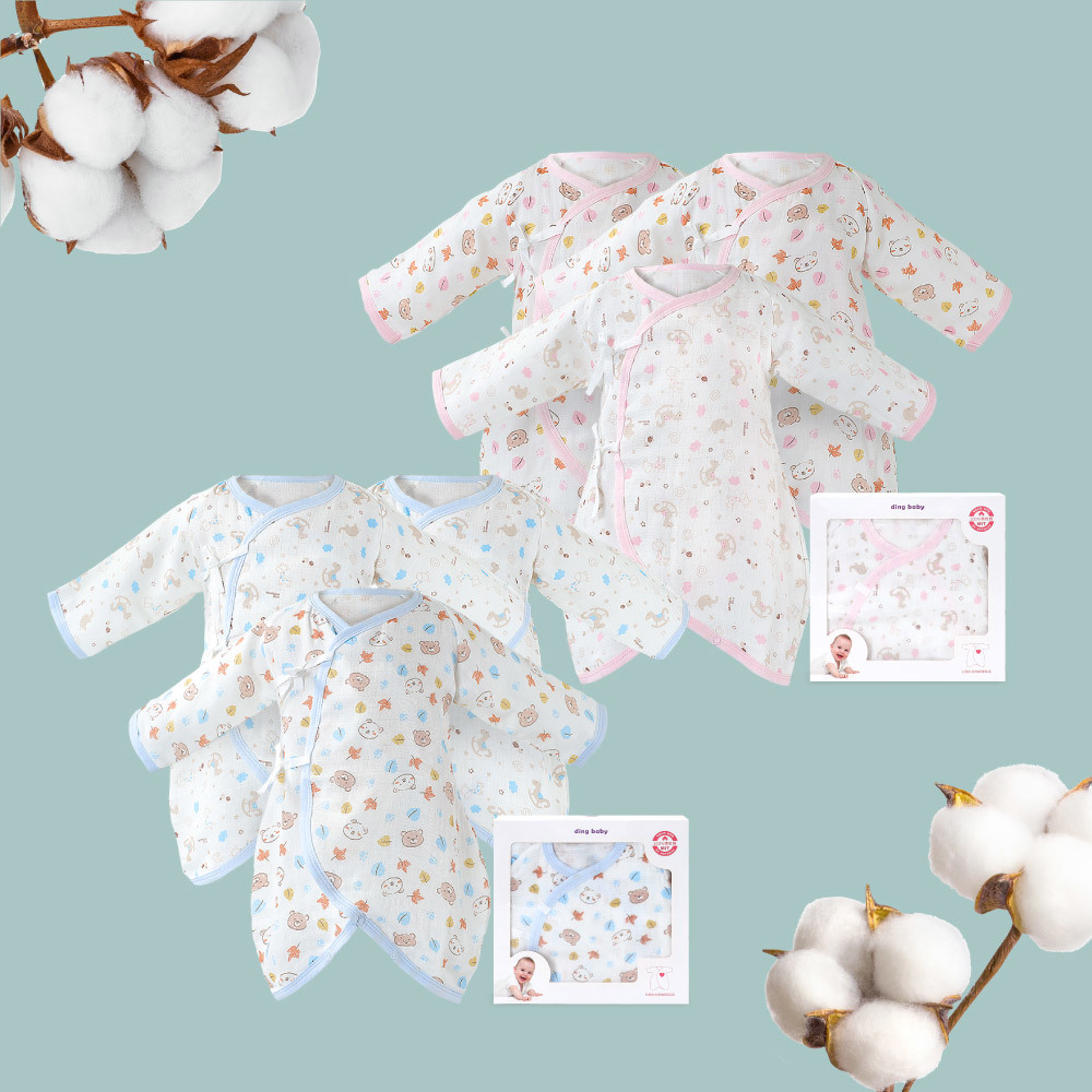 四層紗純棉蝴蝶裝3入組