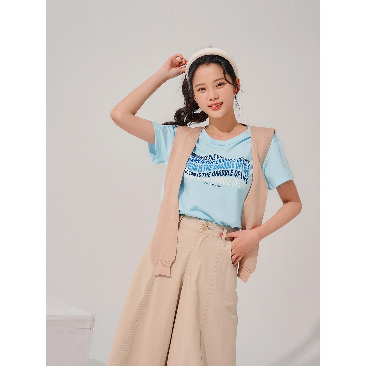 情侶系列．快乾文字印花T恤(女款)