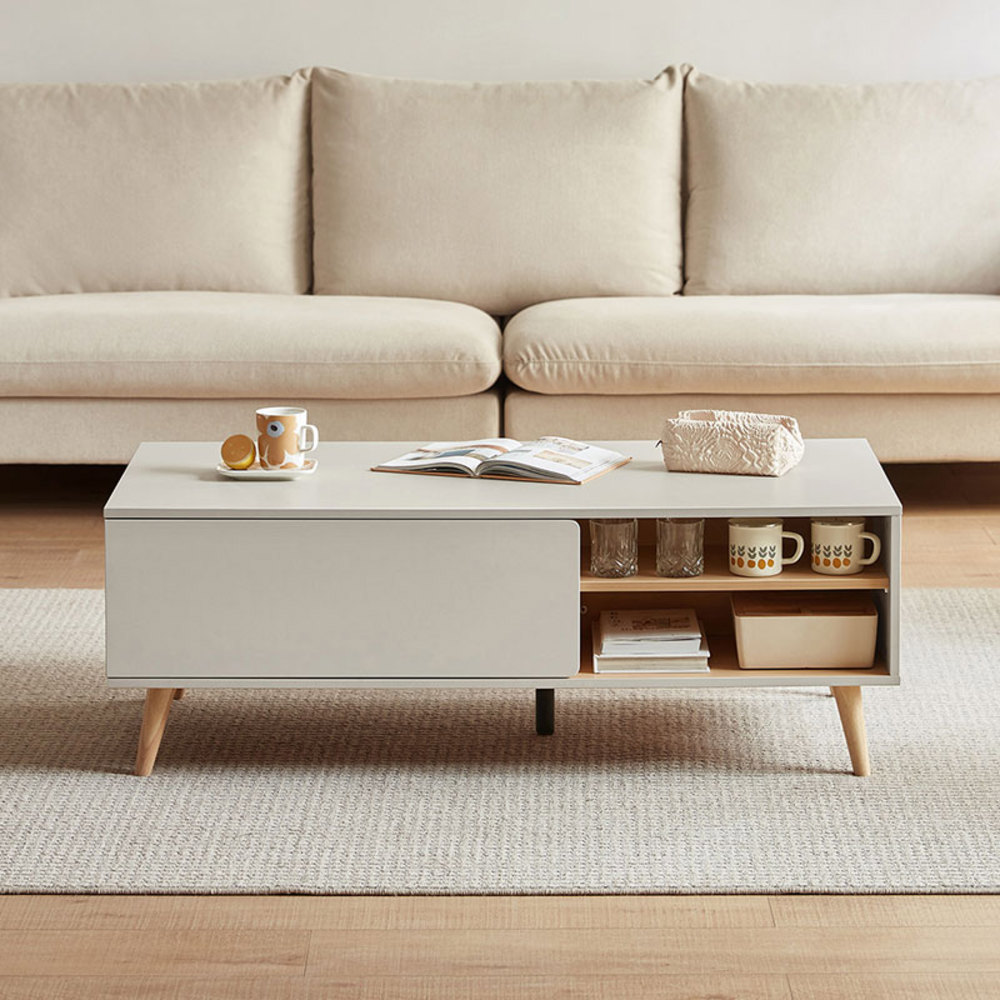 茶棚 預購】林氏木業簡約雙色1.2M收納茶几OV1L-原木+灰| 熱銷推薦| hoi!好好生活