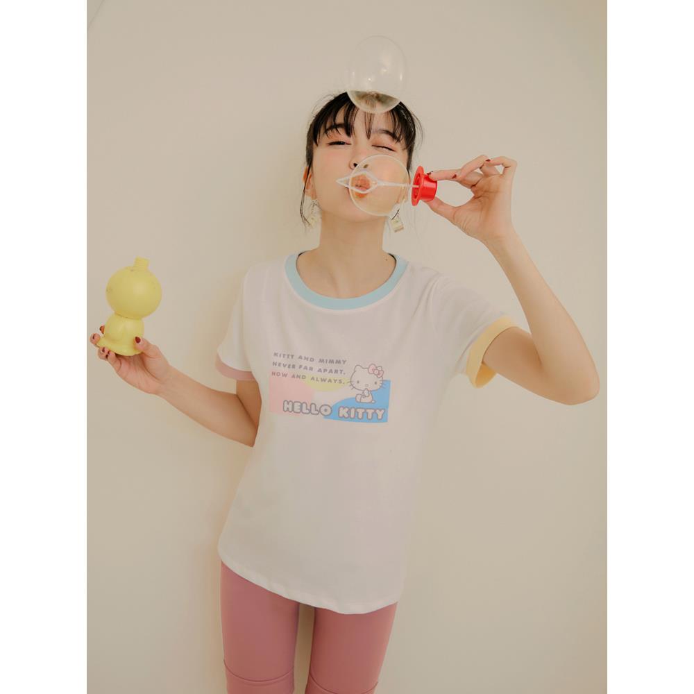 KITTY CUTIE LAND.撞色滾邊短袖TEE