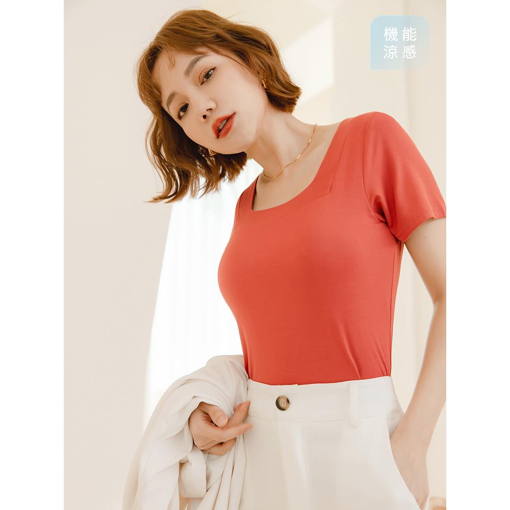 涼感.莫代爾方領短袖BRA TOP
