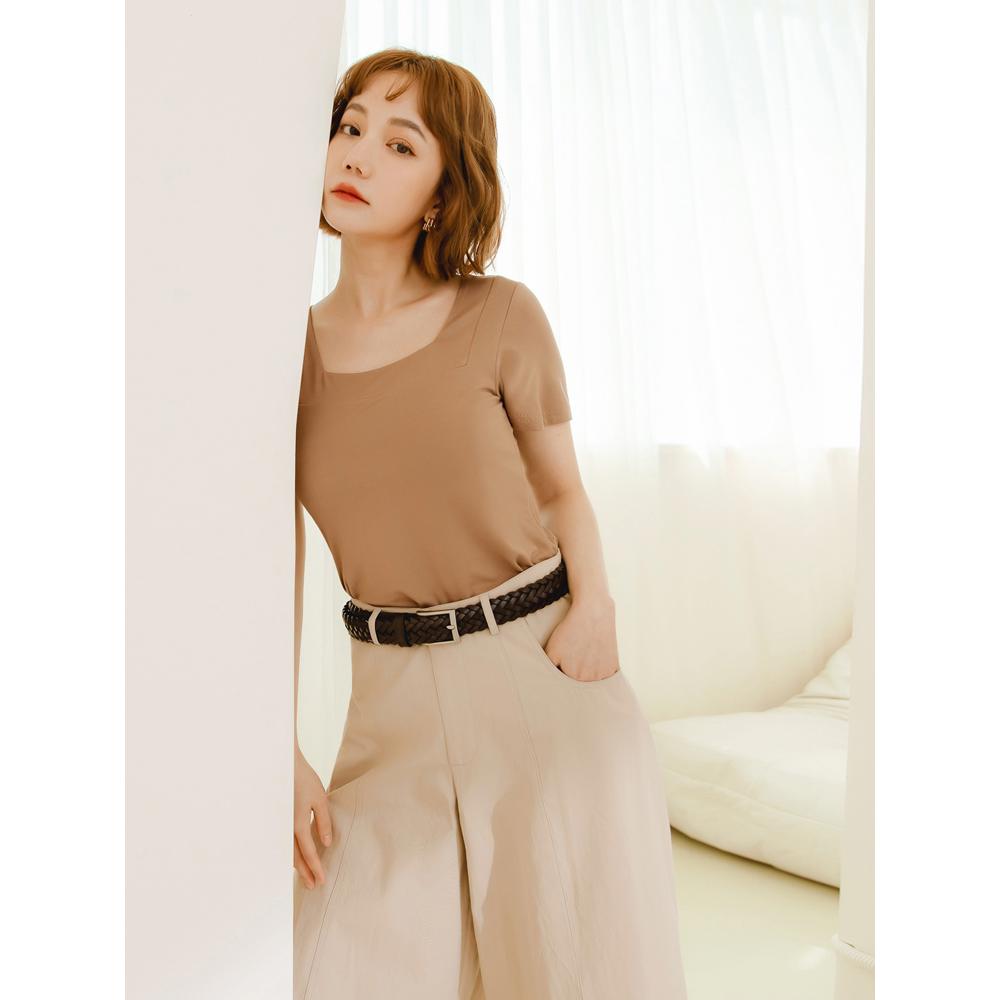 涼感．莫代爾方領短袖BRA TOP