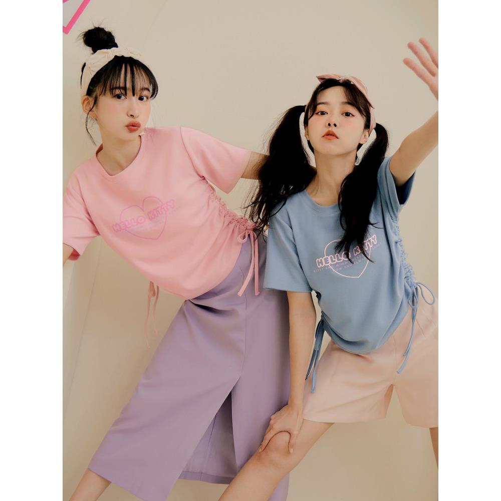 KITTY CUTIE LAND．字母膠印抽繩TEE