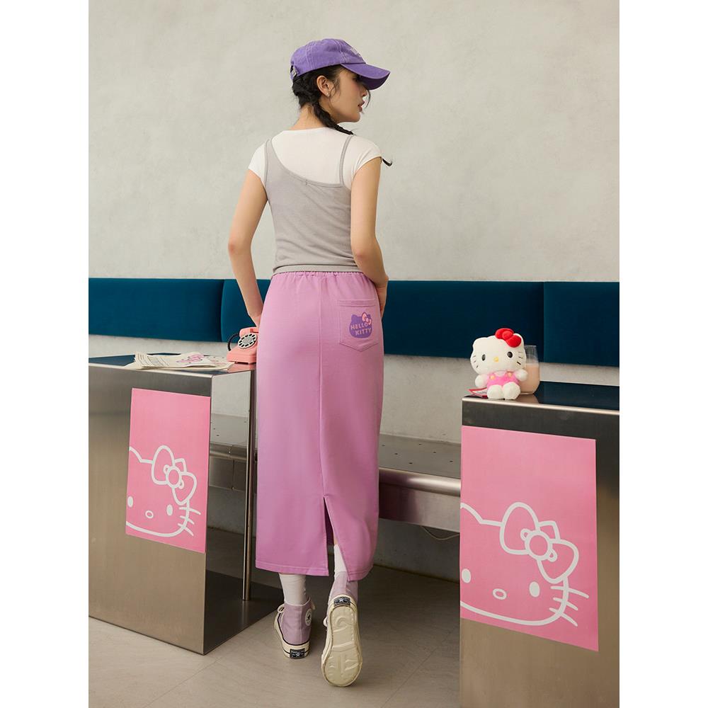 KITTY CUTIE LAND．腰鬆緊後開衩長裙