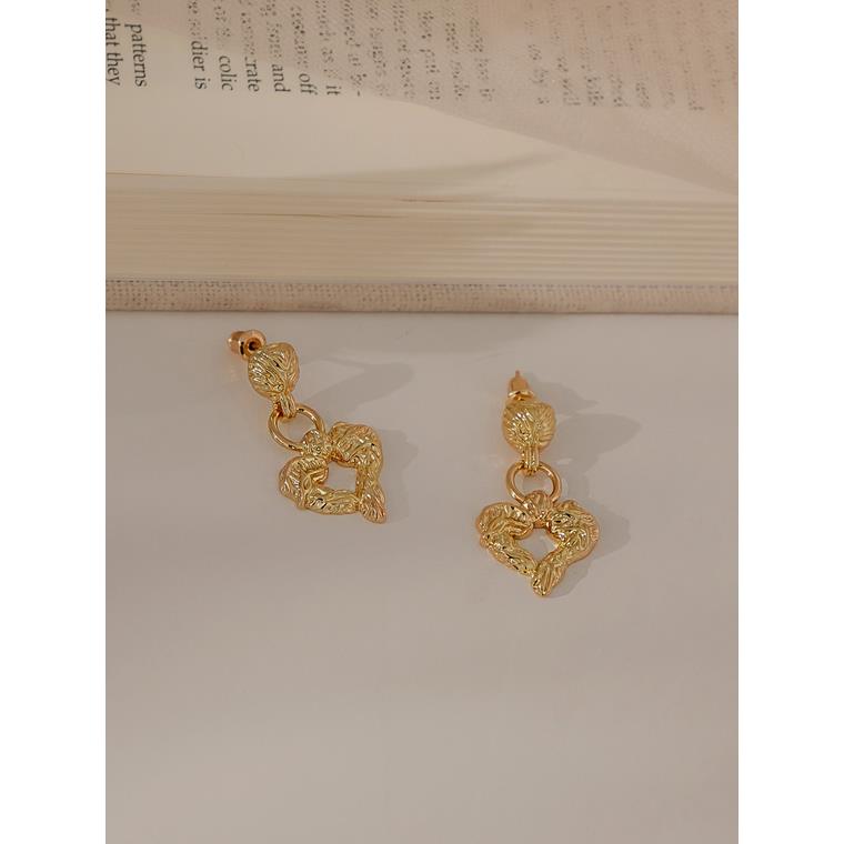 韓國選品.垂墜愛心復古耳環